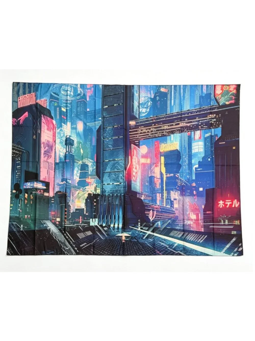 60x79 Inch Cyberpunk Neon Tokyo City Night View Wall Tapestry